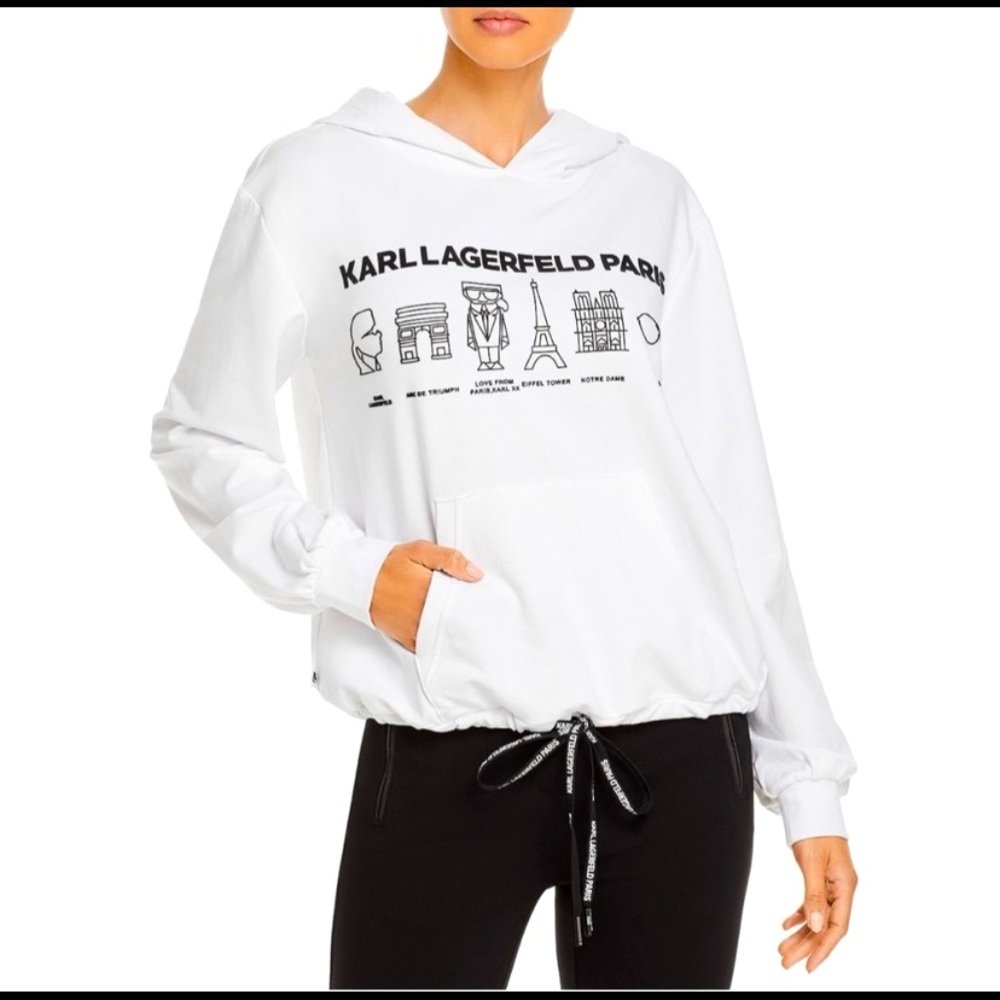 Karl Lagerfeld Paris Drawstring Hoodie/Sweatshirt - Picture 1 of 7